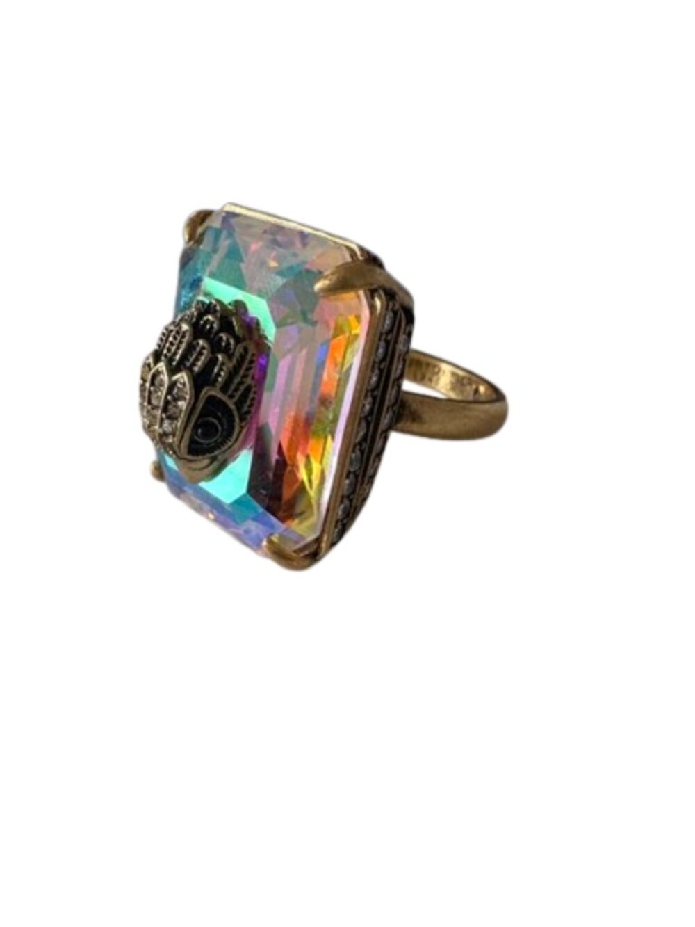 Kurt Geiger Emerald Cut Crystal Cocktail Ring (9) NIB - Picture 3 of 8